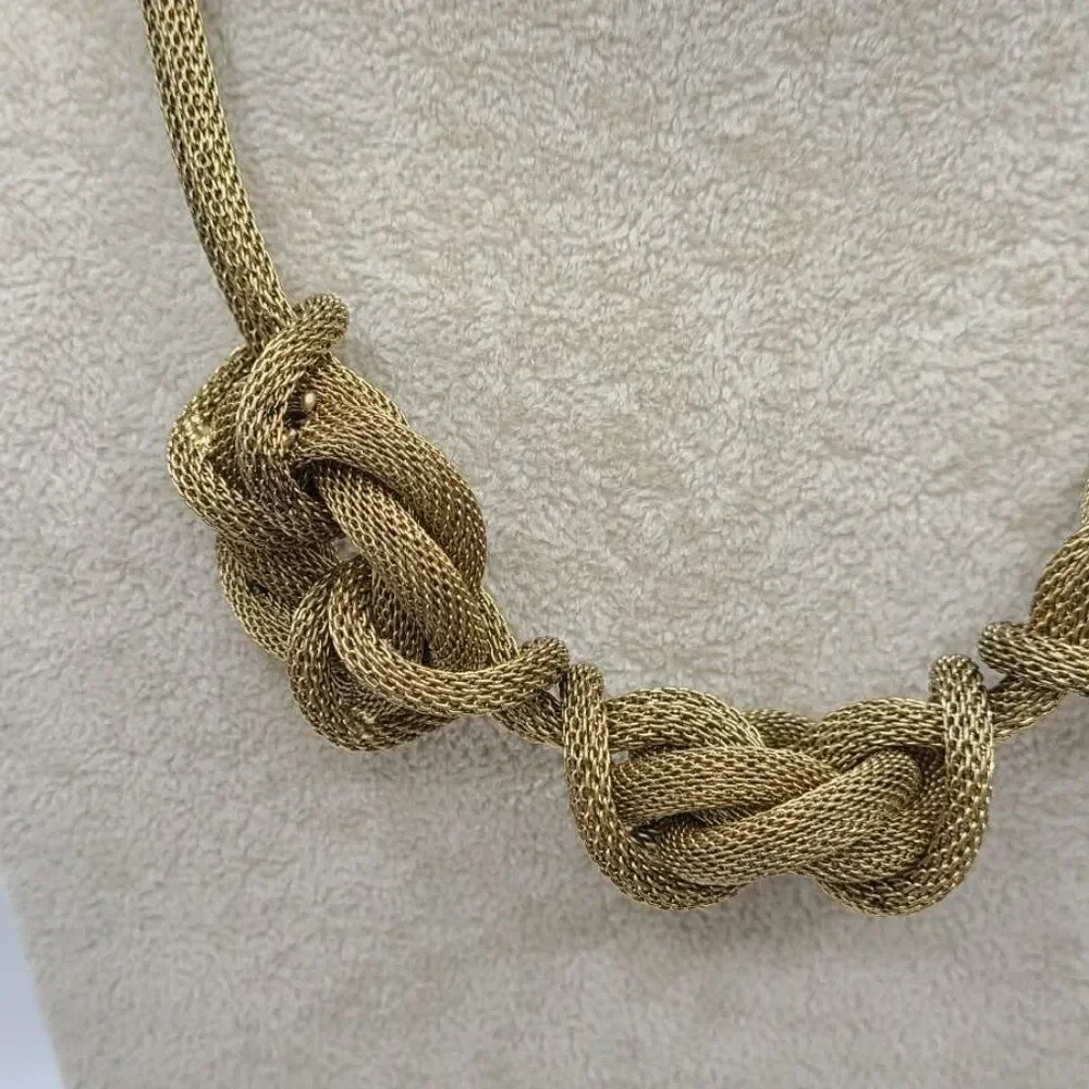 J Crew Gold Tone Mesh Knotted Necklace